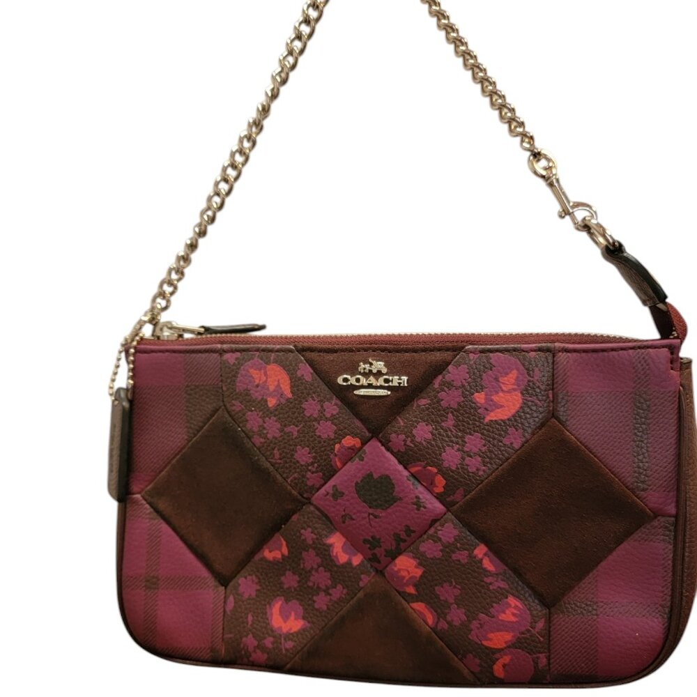 Coach Nolita Patchwork Floral Leather & Suede Wristlet/Mini Purse - Picture 1 of 13